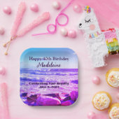 Foto van Atlantic Ocean Waves 40th Birthday Paars Papieren Bordje (Feest)