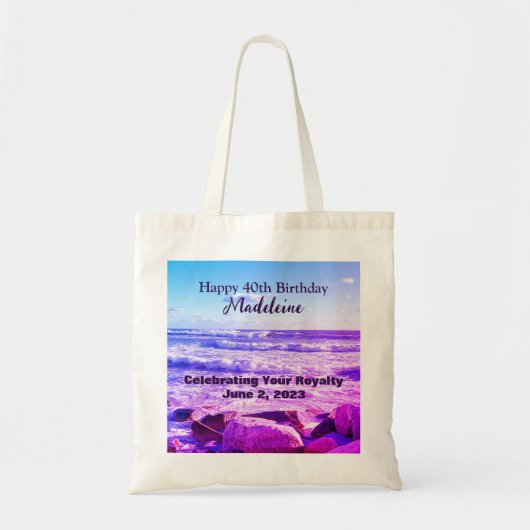 Foto van Atlantic Ocean Waves 40th Birthday Paars Tote Bag (Voorkant)
