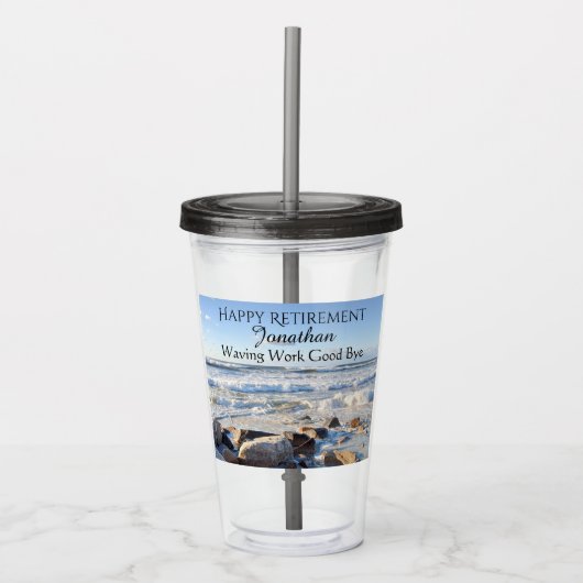 Foto van Atlantic Ocean Waves Happy Retirement Acryl Drinkbeker (Voorkant)