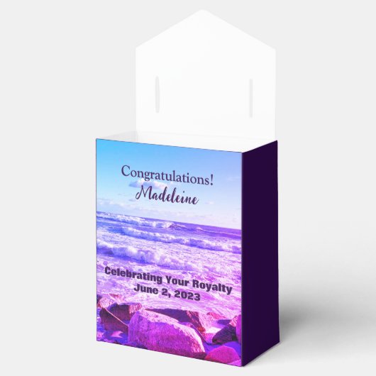 Foto van Atlantic Ocean Waves Paars 40th Birthday Bedankdoosjes (Geopend)