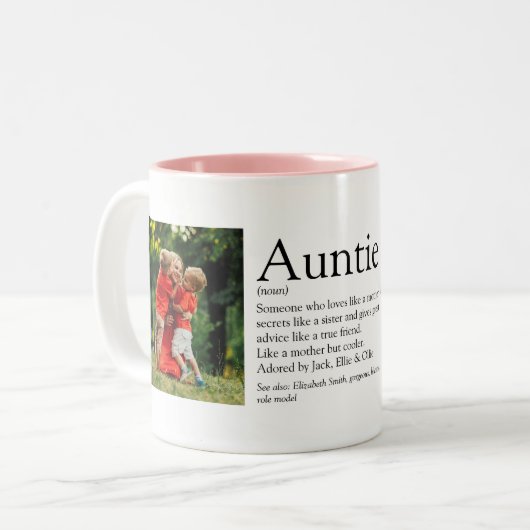 Foto van Auntie Definition Quote 2 Tweekleurige Koffiemok (Voorkant links)