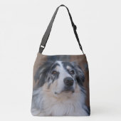 Foto van Australian Shepherd Mix Close-up Crossbody Tas (Achterkant)