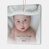 Foto van Baby Blue Baby Baby, eerste kerstmis Keramisch Ornament (Links)