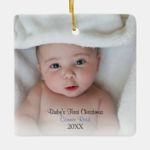 Foto van Baby Blue Baby Baby, eerste kerstmis Keramisch Ornament