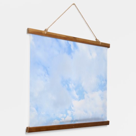 Foto van Baby Blue Peaceful Sky Nursery Room Hangend Wandkleed (Gebogen)