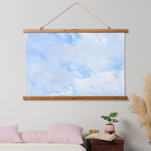 Foto van Baby Blue Peaceful Sky Nursery Room Hangend Wandkleed (Slaapkamer)