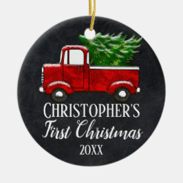 Foto van Baby Boy's eerste  kersttruck Keramisch Ornament