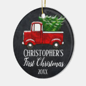 Foto van Baby Boy's eerste  kersttruck Keramisch Ornament (Links)