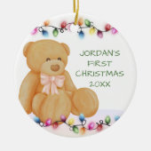 Foto van baby First Kerstlampjes Teddy Bear Keramisch Ornament (Voorkant)