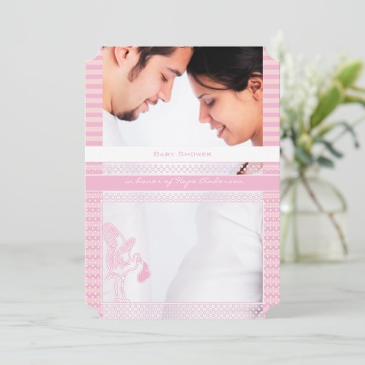 Foto van Baby Girl Shower Kaart (Staand voorkant)