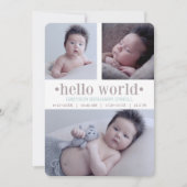 Foto van baby Hallo World Taupe/Aqua 3 Aankondiging (Voorkant)