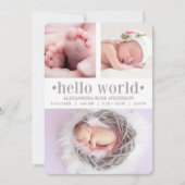 Foto van baby Hallo World Taupe/Pink 3 Aankondiging (Voorkant)