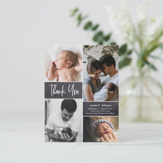 foto van baby shower bedankt je geboorteaankondigi briefkaart (Staand voorkant)