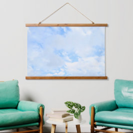 Foto van babyblauwe vredige hemel babyslaapkamer hangend wandkleed