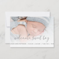 Foto van babyjongen Grijs Quatrefoil Geboorteaanko