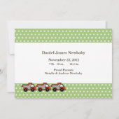 Foto van babyjongen met kiepwagen aankondiging (Achterkant)