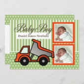 Foto van babyjongen met kiepwagen aankondiging (Voorkant / Achterkant)