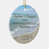 Foto van Back First Kerstmis Together Beach Keramisch Ornament (Rechts)