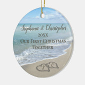 Foto van Back First Kerstmis Together Beach Keramisch Ornament (Links)