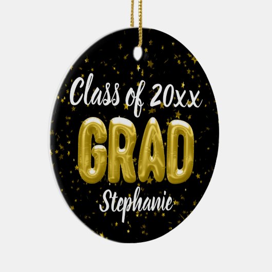 Foto van Back Gold Balloons Senior Afstuderen Keramisch Ornament (Rechts)