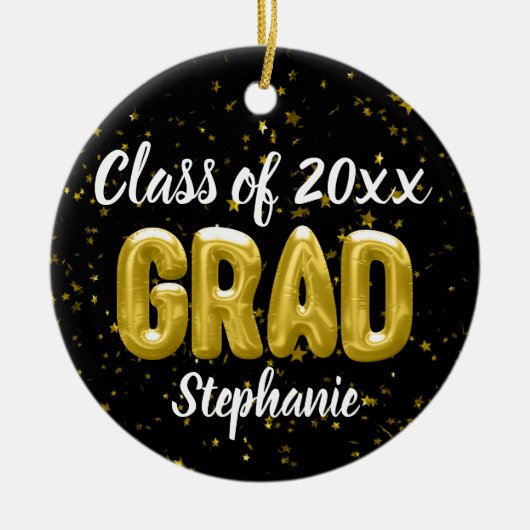 Foto van Back Gold Balloons Senior Afstuderen Keramisch Ornament (Voorkant)