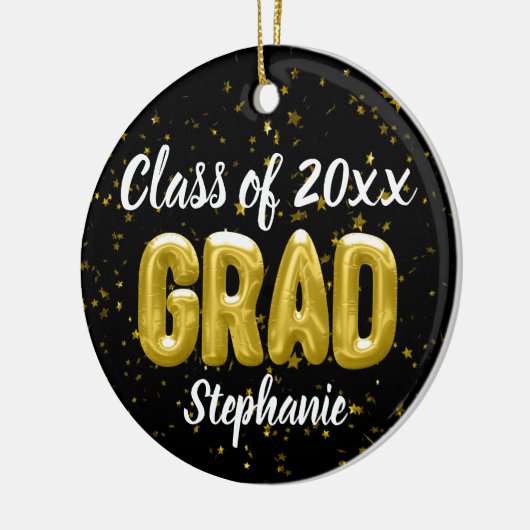 Foto van Back Gold Balloons Senior Afstuderen Keramisch Ornament (Links)