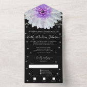 Foto van Back Paars Gerber Star String Light All In One Uitnodiging (Binnen)