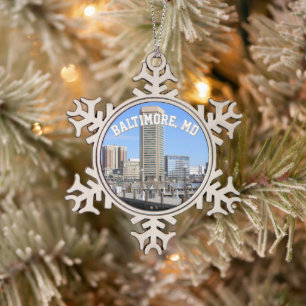 Foto van Baltimore's Inner Harbour World Trade Cen Tin Sneeuwvlok Ornament