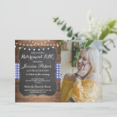 Foto van BBQ Party Blue Check Rustic Chalk Kaart (Staand voorkant)