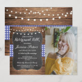 Foto van BBQ Party Blue Check Rustic Chalk Kaart (Voorkant / Achterkant)