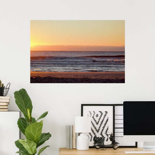 Foto van Beach Ocean Sunrise Poster (Thuiskantoor)