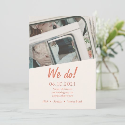 Foto van Beach Wedding Invitation Kaart (Staand voorkant)