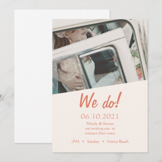 Foto van Beach Wedding Invitation Kaart (Voorkant / Achterkant)