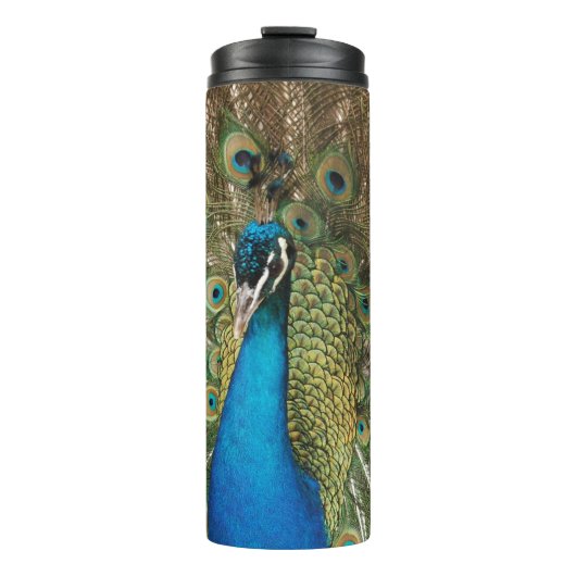 Foto van Beautiful Peacock met Spread Feathers Thermosbeker (Voorkant)