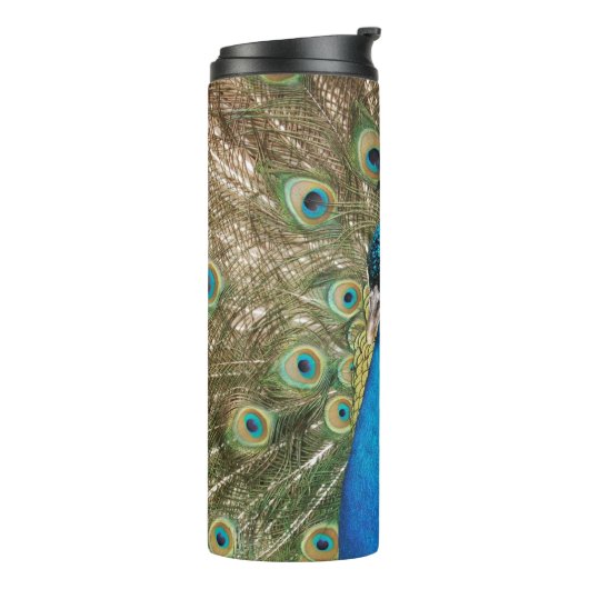 Foto van Beautiful Peacock met Spread Feathers Thermosbeker (Gedraaid links)