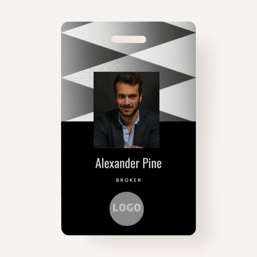 Foto van bedrijf Black White Employee ID Logo Name Badge (Voorkant)