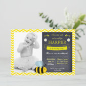 Foto van Bee Chalkboard Birthday Party Kaart (Staand voorkant)