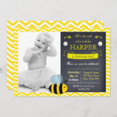 Foto van Bee Chalkboard Birthday Party Kaart (Voorkant / Achterkant)