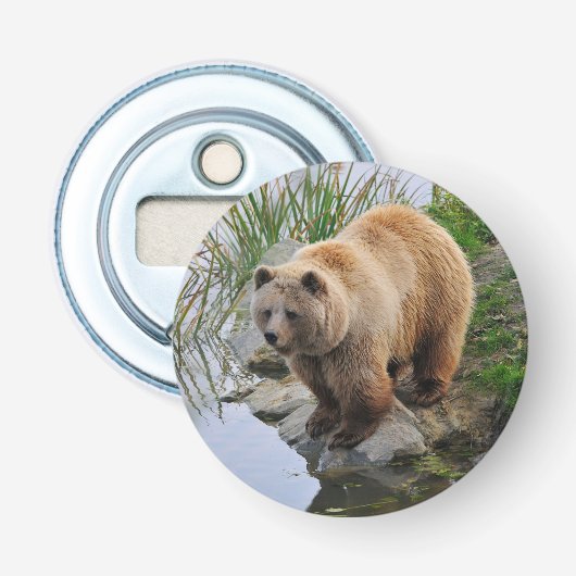 Foto van Beer Wildlife Animal Grizzly Button Flesopener (Voorkant)