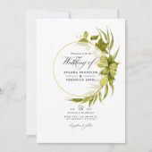 Foto van Beer Willow Green en Gold Geometric Weddi Kaart (Voorkant)