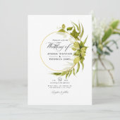 Foto van Beer Willow Green en Gold Geometric Weddi Kaart (Staand voorkant)