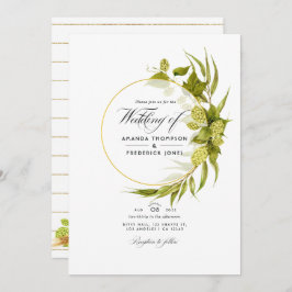 Foto van Beer Willow Green en Gold Geometric Weddi Kaart