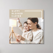 Foto van Beige Modern | Vrolijk geborsteld Pasen Canvas Afdruk (Voorkant)