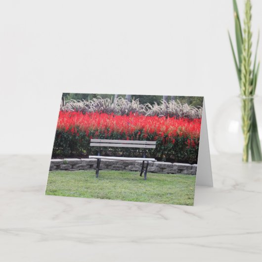 Foto van Bench Red Floral Kaart (Voorkant)