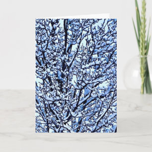 Foto van besneeuwde winterboomtakken kaart