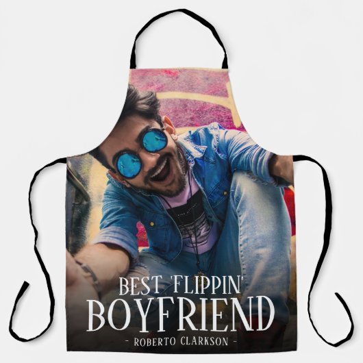Foto van beste 'Flippin'-boyvriend | Naam Apron Schort (Voorkant)