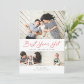 Foto van beste jaar en modern rood script 3 collag feestdagenkaart (Staand voorkant)