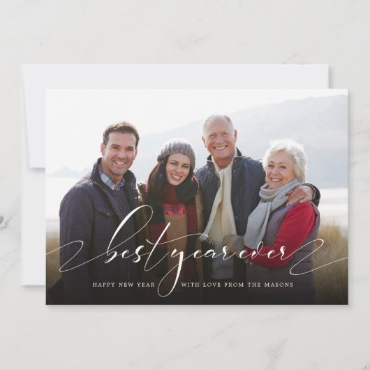 Foto van beste jaar op nieuwjaarsfeestdag feestdagenkaart (Voorkant)