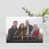 Foto van beste jaar op nieuwjaarsfeestdag feestdagenkaart (Staand voorkant)