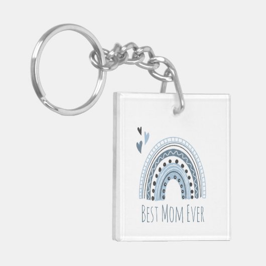 Foto van beste mam ooit Blue Boho Sleutelhanger (Voorkant Links)
